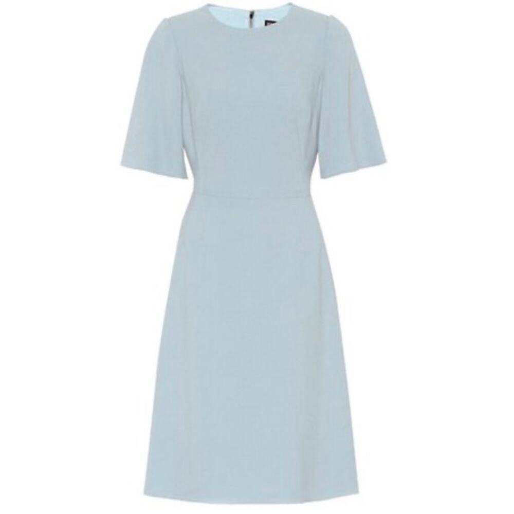Dolce & Gabbana Mini Dress Light Blue Crepe Texture Short Sleeve size 44 IT 4 US - Picture 3 of 9